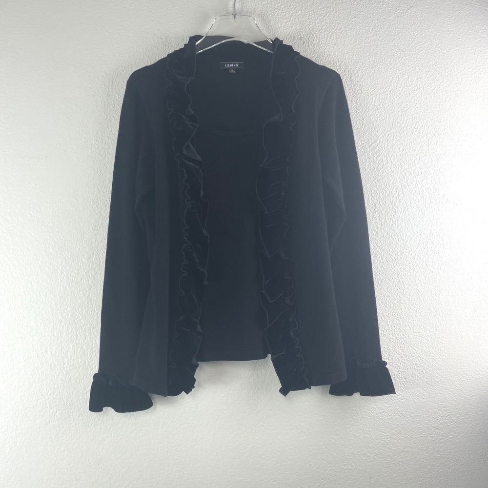 Elementz Cardigan Sweater M Velvet Ruffle Coquette Victorian Gothic Whimsigoth